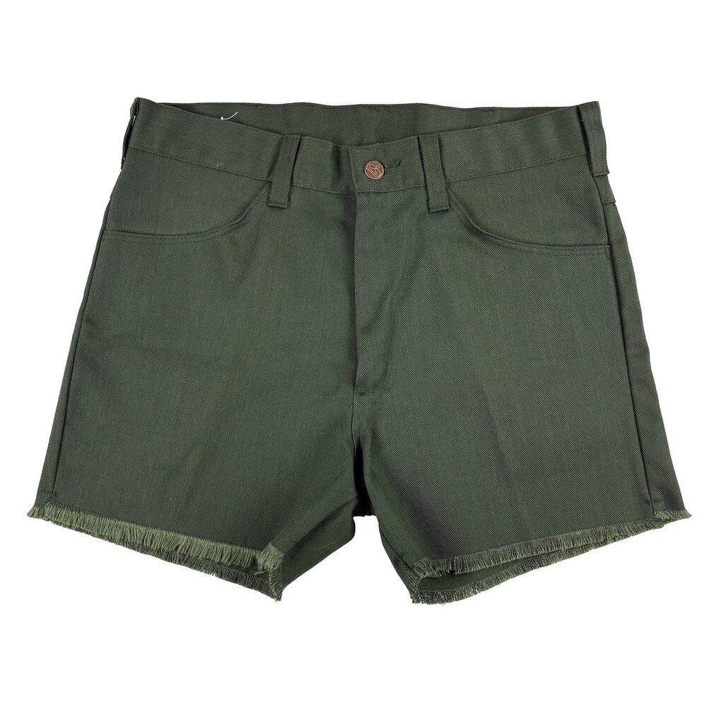 VTG 70s Sears Jeans Joint Mens Shorts 30 Green Denim Cutoff Perma Prest NWOT
